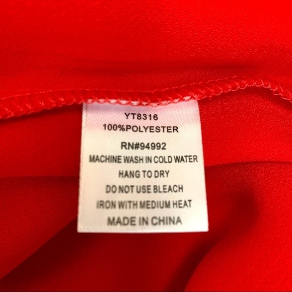 NWT Patrizia Luca Red Ruffle Flare Sleeve Blouse - Picture 8 of 8